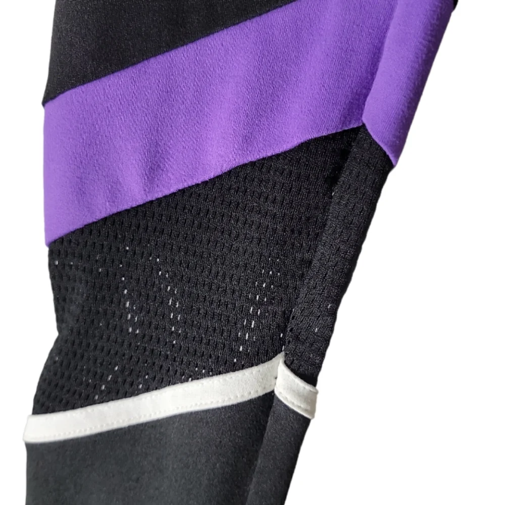 Justice girls black purple cheer graphic athletic leggings size 14/16